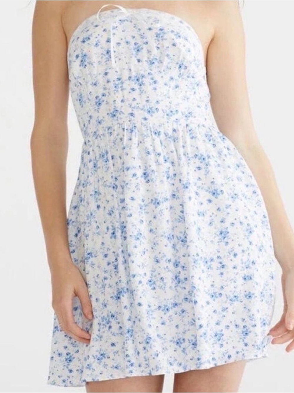 Aeropostale Strapless White Sundress with Blue Floral Print Size XL